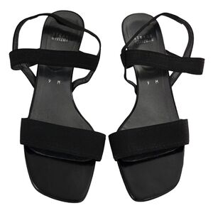 Stuart Weitzman | Black Open Toe Strappy Kitten Heel Sandal Made in Spain